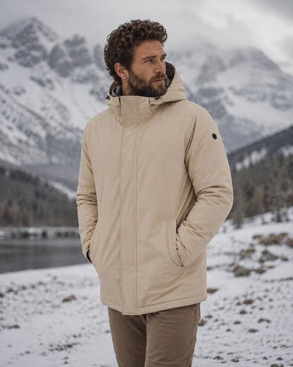 Parka Técnica Acolchada Resistente al Viento Beige