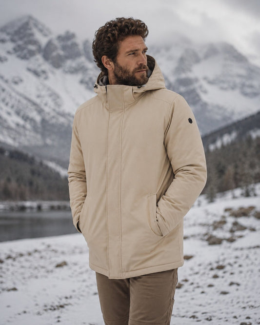 Parka Técnica Acolchada Resistente al Viento Beige