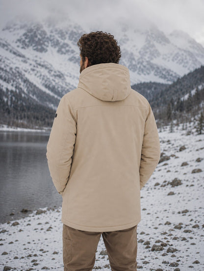 Parka Técnica Acolchada Resistente al Viento Beige