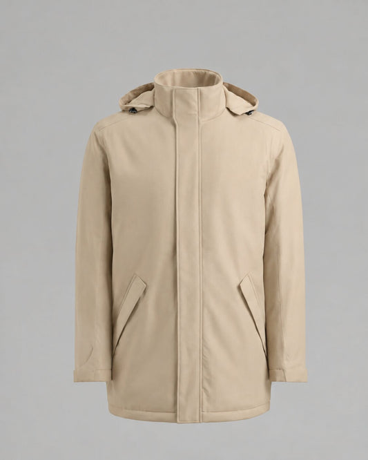 Parka Técnica Acolchada Resistente al Viento Beige