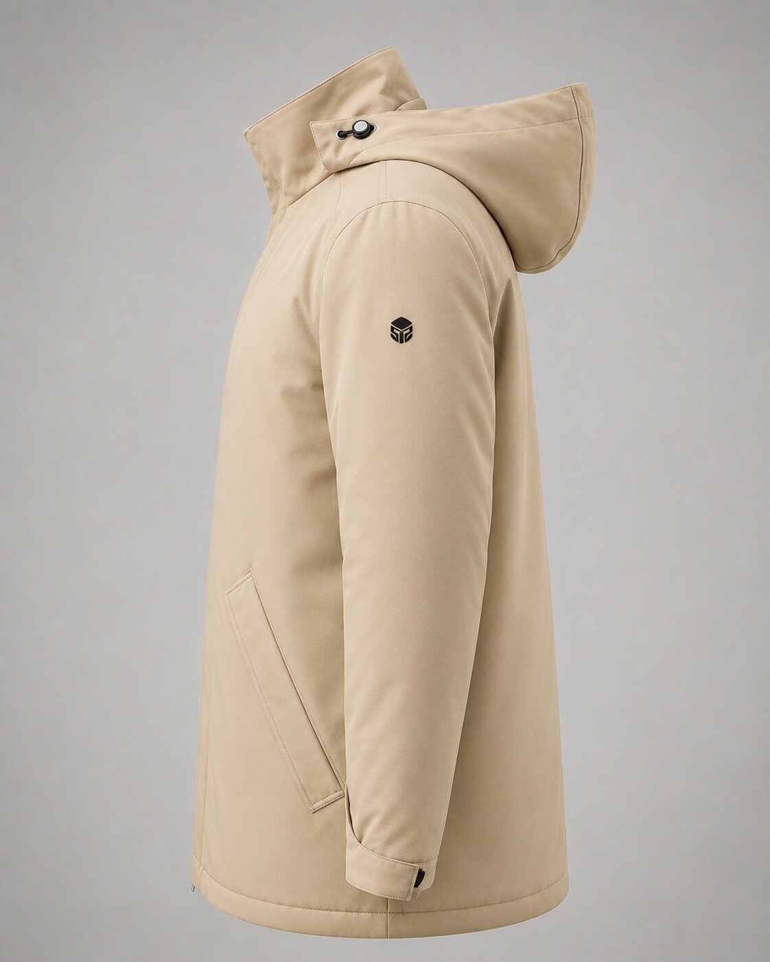 Parka Técnica Acolchada Resistente al Viento Beige
