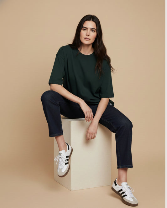 Oversized T-Shirt Women Dark Green