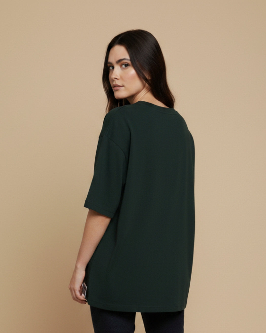 Oversized T-Shirt Women Dark Green