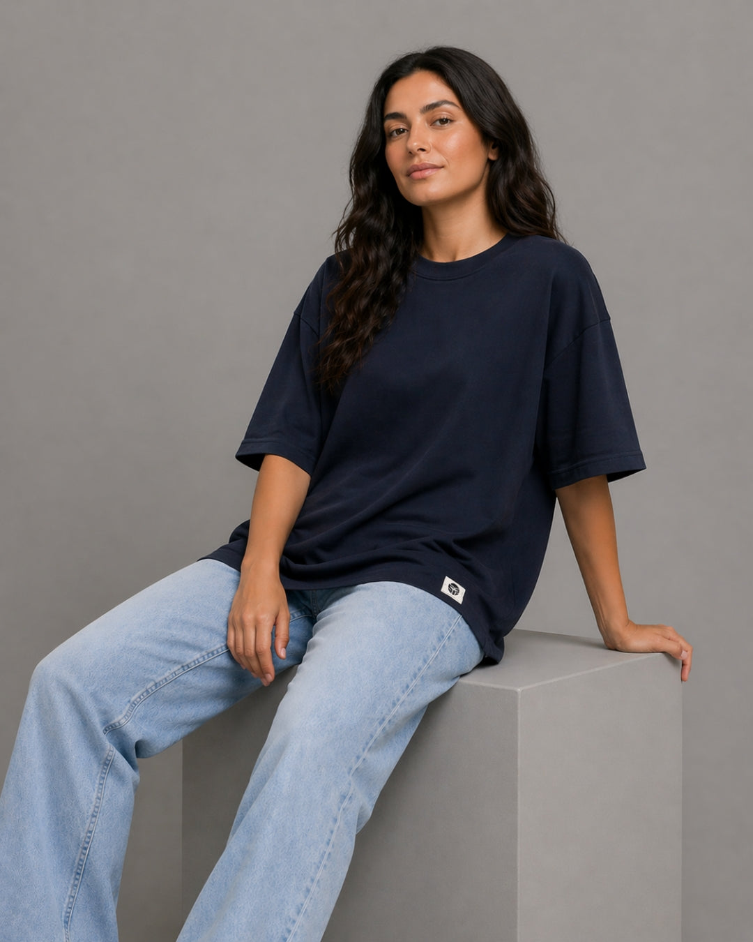 Oversized T-Shirt Women Navy