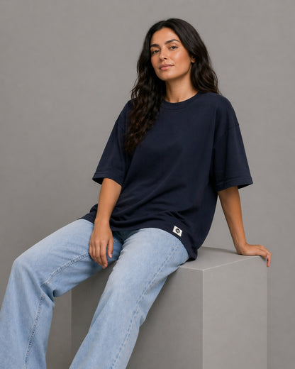 Oversized T-Shirt Women Navy