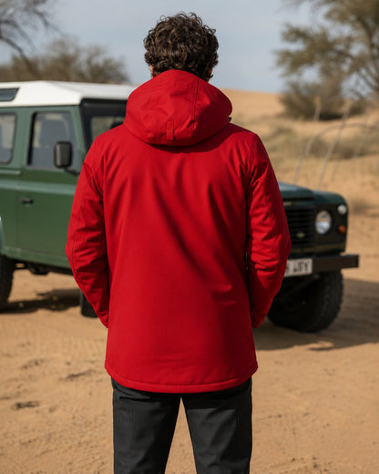 Parka Técnica Acolchada Resistente al Viento Rojo