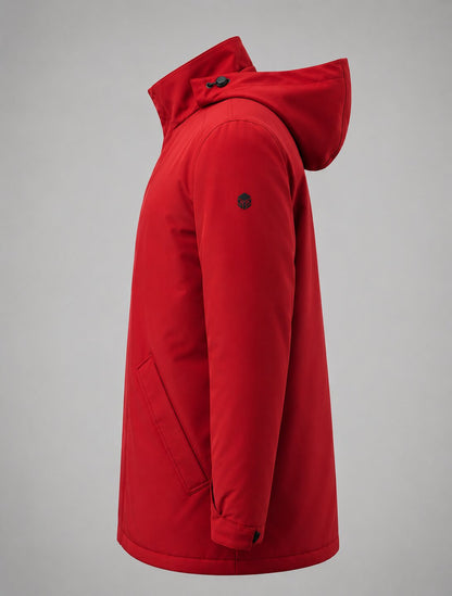 Parka Técnica Acolchada Resistente al Viento Rojo